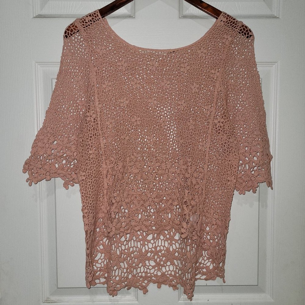 Mosaic & Co Nude/Blush  Crocheted Top
